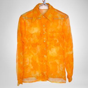 Maurice Antaya Brushstroke Print Organza Blouse